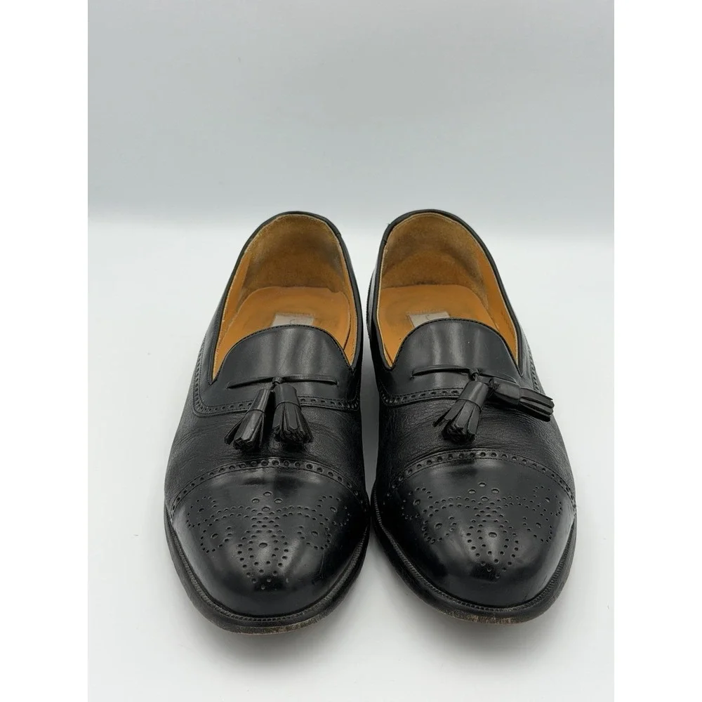 Mezlan Havana Tassel Loafers Mens 11 Black Leather Old Money Preppy Brogue